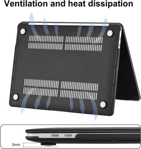 ETUI DO MACBOOK PRO 13" 2022-2017 CZARNY PLASTKOWE + NAKŁADKA NA KLAWIATURĘ