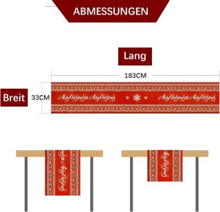 BIEŻNIK ŚWIĄTECZNY NA STÓŁ ŁAWĘ 33x183cm BOŻE NARODZENIE CZERWONY ŚWIĘTA