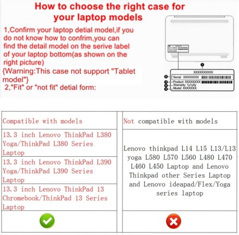 ETUI LAPTOP LENOVO THINKPAD L380/L390 YOGA 13.3" CZARNE Z KLAPKĄ SOLIDNE