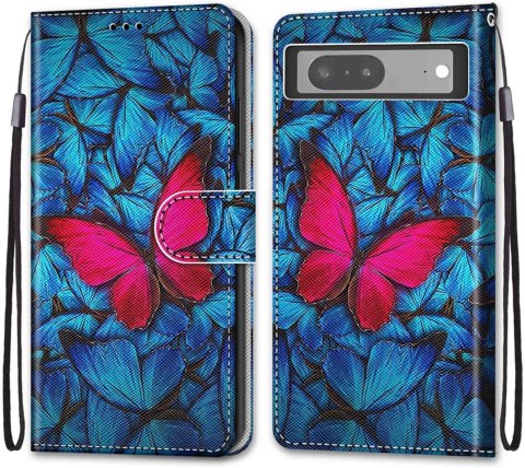 ZAMYKANE ETUI Z KLAPKĄ DO GOOGLE PIXEL 7 NIEBIESKIE RÓŻOWY MOTYL SOLIDNE ZAMYKANE ETUI Z KLAPKĄ DO GOOGLE PIXEL 7 NIEBIESKIE RÓŻOWY MOTYL SOLIDNE
