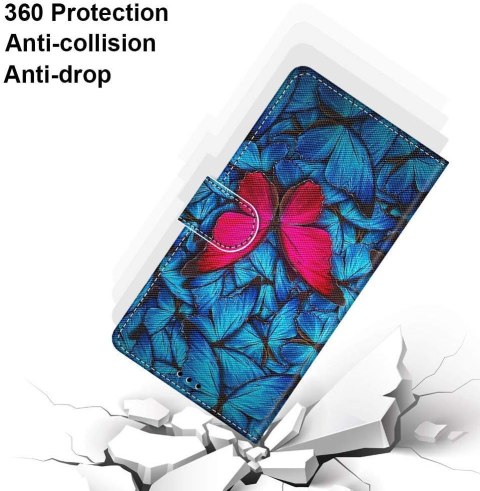 ZAMYKANE ETUI Z KLAPKĄ DO GOOGLE PIXEL 7 NIEBIESKIE RÓŻOWY MOTYL SOLIDNE ZAMYKANE ETUI Z KLAPKĄ DO GOOGLE PIXEL 7 NIEBIESKIE RÓŻOWY MOTYL SOLIDNE