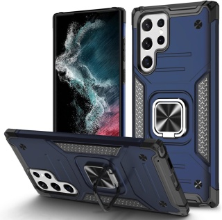 ETUI SAMSUNG S22 ULTRA NIEBIESKIE PANCERNE MAGNES UCHWYT RING