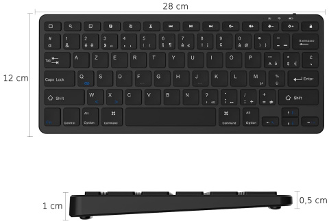 KLAWIATURA BEZPRZEWODOWA PODŚWIETLANA BLUETOOTH CZARNA iOs Android PC 28x12 KLAWIATURA BEZPRZEWODOWA PODŚWIETLANA BLUETOOTH CZARNA iOs Android PC 28x12