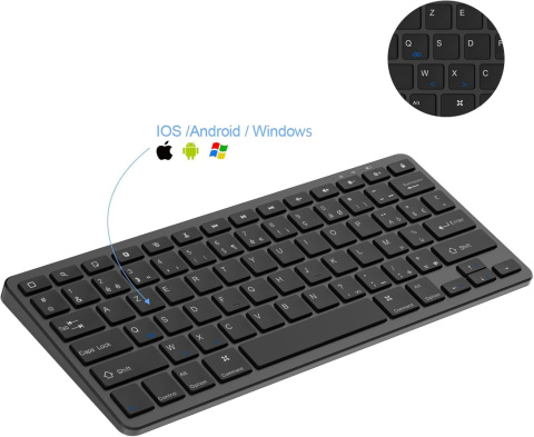 KLAWIATURA BEZPRZEWODOWA PODŚWIETLANA BLUETOOTH CZARNA iOs Android PC 28x12 KLAWIATURA BEZPRZEWODOWA PODŚWIETLANA BLUETOOTH CZARNA iOs Android PC 28x12