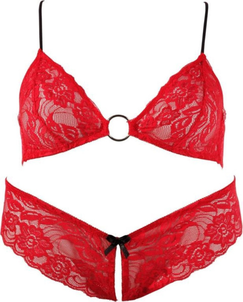 KOMPLET BIELIZNY COTTELLI COLLECTION CZERWONY STANIK OTWARTE MAJTKI L KOMPLET BIELIZNY COTTELLI COLLECTION CZERWONY STANIK OTWARTE MAJTKI L