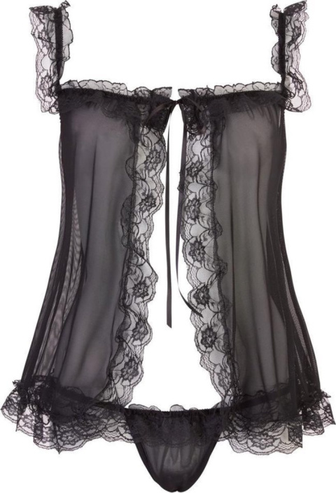 SEKSOWNA KOSZULKA DAMSKA COTTELLI COLLECTION CZARNA Z MAJTKAMI M/L
