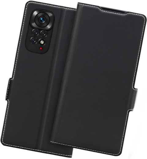 ETUI XIAOMI REDMI NOTE 11/NOTE 11S SKÓRA EKOLOGICZNA CZARNE Z KLAPKĄ MOCNE