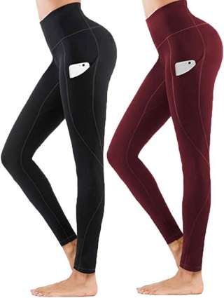 2-PAK LEGGINSY SPORTOWE CZARNE BORDO ZESTAW XL