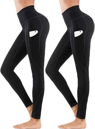 2-PAK LEGGINSY SPORTOWE CZARNE ZESTAW JOGA XL