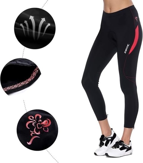 LEGGINSY DAMSKIE ROWEROWE Z WKŁADKĄ CZARNE SANTIC 2XL