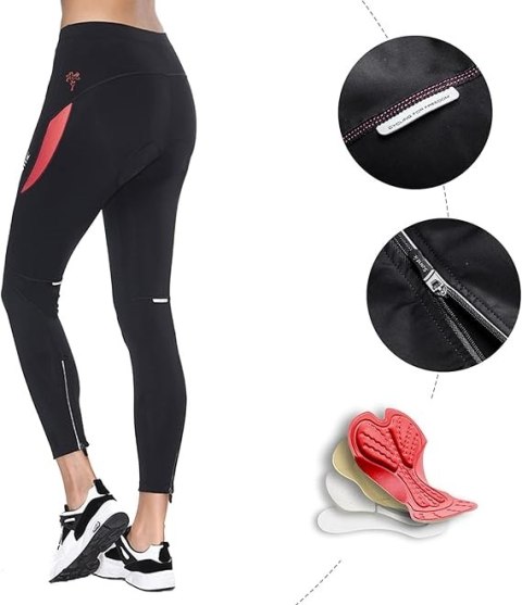 LEGGINSY DAMSKIE ROWEROWE Z WKŁADKĄ CZARNE SANTIC 2XL