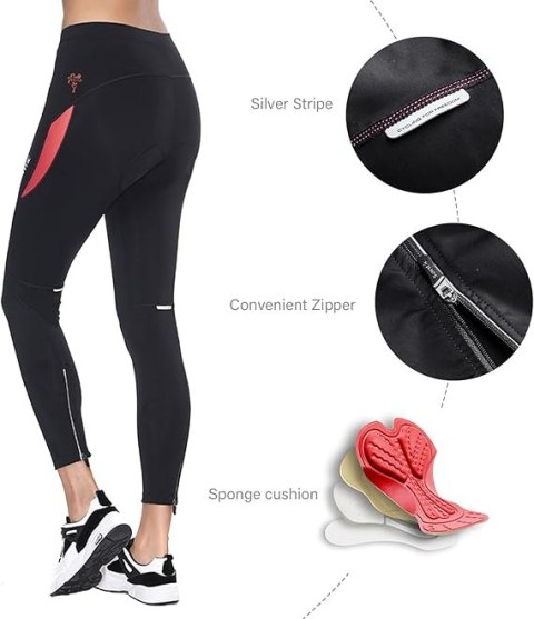 LEGGINSY DAMSKIE ROWEROWE Z WKŁADKĄ CZARNE SANTIC 3XL