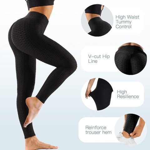 LEGGINSY DAMSKIE SPORTOWE CZARNE R.L