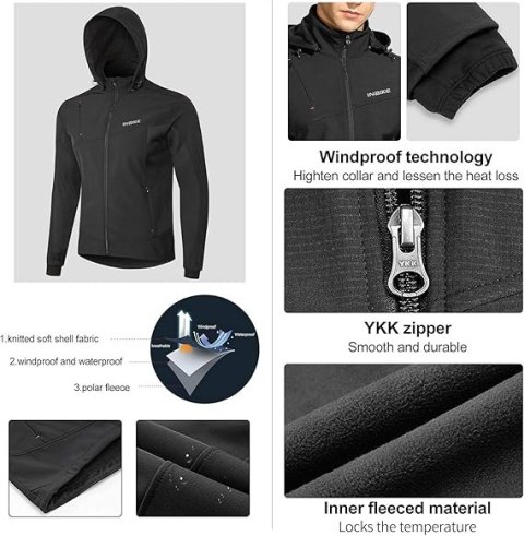 KURTKA MĘSKA SOFTSHELL CZARNA INBIKE R. L