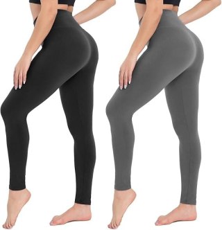 LEGGINSY DAMSKIE SPORTOWE CZARNE SZARE 2PAK R. XL