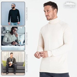 MĘSKI SWETER Z GOLFEM BEŻOWY CITY COMFORT R. XL