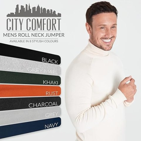 MĘSKI SWETER Z GOLFEM BEŻOWY CITY COMFORT R. XL