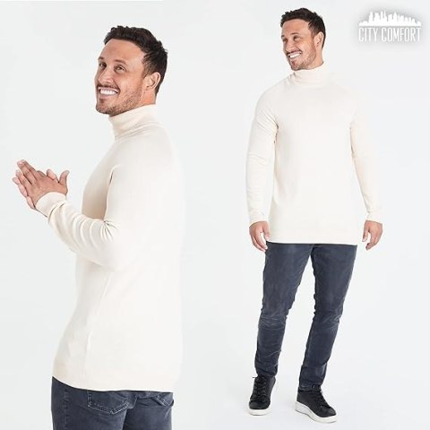 MĘSKI SWETER Z GOLFEM BEŻOWY CITY COMFORT R. XL