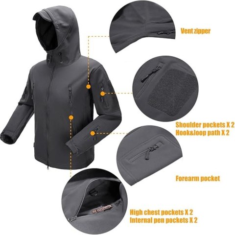 KURTKA MĘSKA SOFTSHELL SZARA FREE SOLDIER R. L