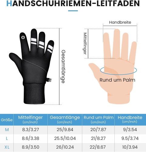 RĘKAWICZKI ZIMOWE SPORTOWE UNISEX ANTYPOŚLIZGOWE DOTYK LCD CIEPŁE R. M