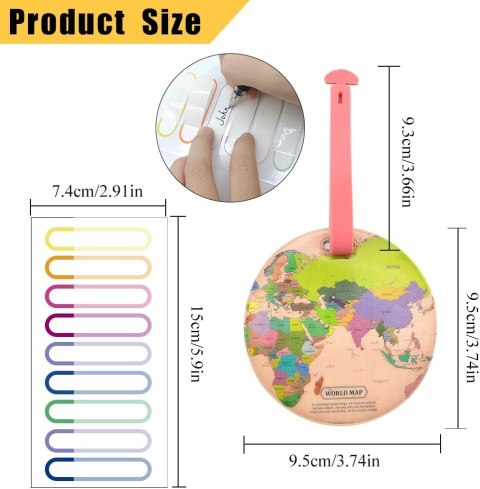 4xZAWIESZKA BAGAŻOWA IDENTYFIKATOR ADRESOWNIK ETYKIETA MAPA ŚWIATA PODRÓŻ