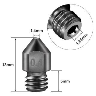 8x DYSZA DO DRUKARKI 3D 0,4mm MK8 M6 STAL Makerbot Creality Ender +CZYŚCIKI