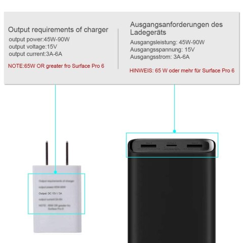 ADAPTER KABEL USB-C ŁADOWANIE MAGNETYCZNE Microsoft Surface 15 V 3A