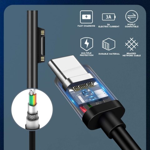 ADAPTER KABEL USB-C ŁADOWANIE MAGNETYCZNE Microsoft Surface 15 V 3A