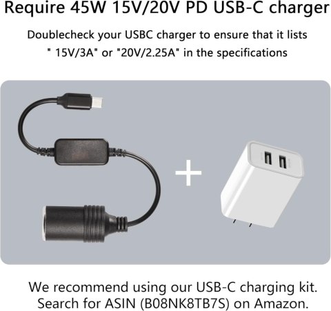 ADAPTER USB C NA 12V GNIAZDO ZAPALNICZKI SAMOCHODOWEJ 30cm