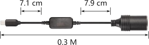 ADAPTER USB C NA 12V GNIAZDO ZAPALNICZKI SAMOCHODOWEJ 30cm