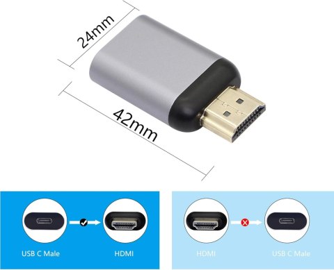 ADAPTER USB-C ŻEŃSKI NA HDMI MĘSKI 4K@60Hz