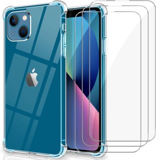 ETUI APPLE IPHONE 13 PRZEZROCZYSTE 3X SZKŁO HARTOWANE OCHRONNE WYTRZYMAŁE