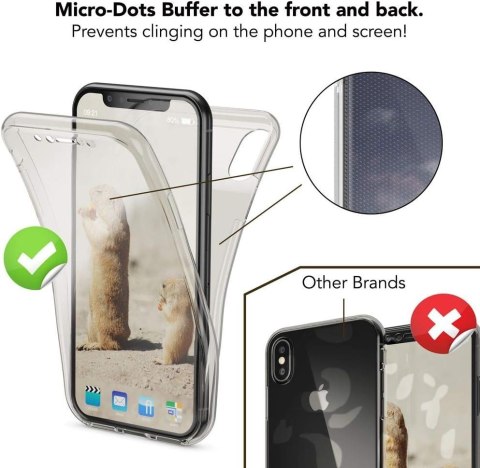 ETUI APPLE IPHONE X / XS PRZEZROCZYSTE BEZBARWNE OBUSTRONNE BUMPER