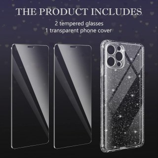 ETUI DO APPLE IPHONE 12 PRO PRZEZROCZYSTE BŁYSZCZĄCE 2X SZKŁO HARTOWANE