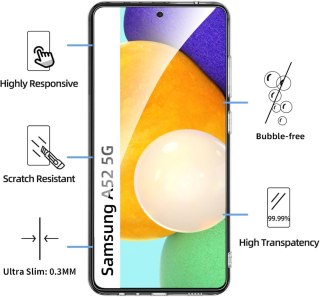 ETUI DO SAMSUNG GALAXY A52 PRZEZROCZYSTE 2X SZKŁO HARTOWANE OCHRONNE CASE