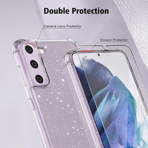 ETUI DO SAMSUNG GALAXY S21 FE 5G 2XSZKŁO HARTOWANE BŁYSZCZĄCE PRZEZROCZYSTE