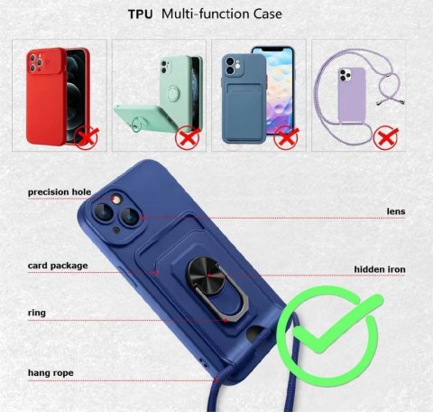 ETUI OCHRONNE APPLE IPHONE 13 PRO MAX NIEBIESKIE MATOWE PIERŚCIEŃ +SMYCZ