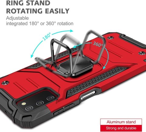ETUI OCHRONNE SAMSUNG GALAXY A03S CZERWONE PIERŚCIEŃ 2X SZKŁO HARTOWANE