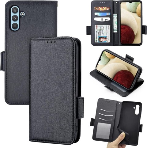 ETUI OCHRONNE SAMSUNG GALAXY A13 5G CZARNE ZAMYKANE Z KLAPKĄ CARD HOLDER