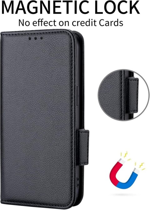 ETUI OCHRONNE SAMSUNG GALAXY A13 5G CZARNE ZAMYKANE Z KLAPKĄ CARD HOLDER