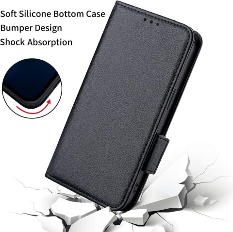 ETUI OCHRONNE SAMSUNG GALAXY A13 5G CZARNE ZAMYKANE Z KLAPKĄ CARD HOLDER