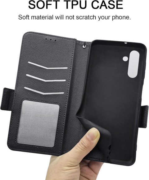 ETUI OCHRONNE SAMSUNG GALAXY A13 5G CZARNE ZAMYKANE Z KLAPKĄ CARD HOLDER