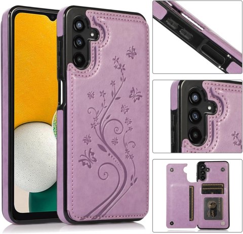 ETUI SAMSUNG GALAXY A13 5G FIOLETOWE PORTFEL NA MAGNES NA KARTY CARD HOLDER