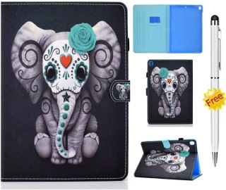 ETUI SAMSUNG GALAXY TAB A 10.1" 2016 ZAMYKANE Z KLAPKĄ SŁOŃ CIEMNE +RYSIK