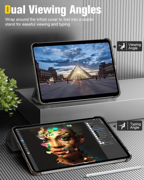 ETUI APPLE IPAD 11 PRO 4GEN 2022/ 11 PRO 3GEN 2021 CZARNE ZAMYKANE Z KLAPKĄ