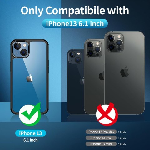 ETUI APPLE IPHONE 13 +OCHRONA APARATU PRZEZROCZYSTE CZARNA RAMKA BUMPER