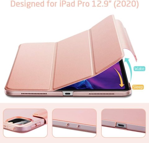 ETUI DO APPLE IPAD PRO 12.9 RÓŻOWY EKO SKÓRA ZAMYKANY 2018/2020/2021/2022