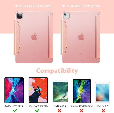 ETUI DO APPLE IPAD PRO 12.9 RÓŻOWY EKO SKÓRA ZAMYKANY 2018/2020/2021/2022