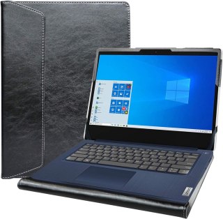 ETUI DO LAPTOP LENOVO IDEAPAD 3 SKÓRZANE CZARNE Z KLAPKĄ ELEGANCKIE