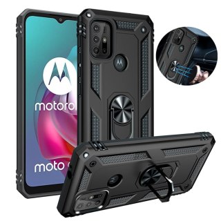 ETUI DO MOTOROLA MOTO G60S CZARNE Z UCHWYTEM NA PALEC CASE WZMACNIANY